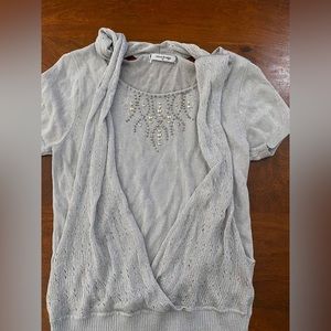 Mind Bridge 3/4 Sleeve Top Women's Size M Silver